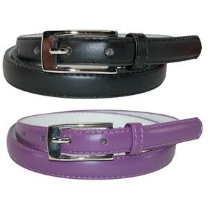CTM Women's Skinny Leather Dress Belt (Pack of 2 Colors)